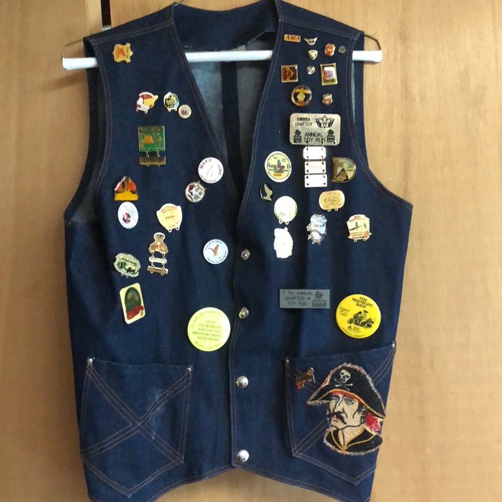 Vintage denim motorcycle vest